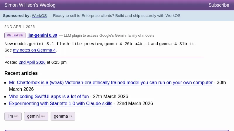 llm-gemini 0.30 - Simon Willison