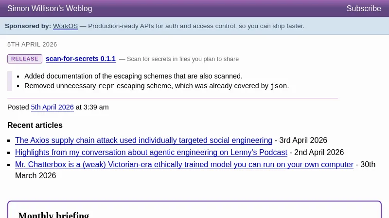 scan-for-secrets 0.1.1 - Simon Willison