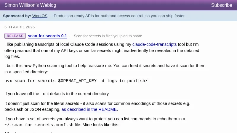 scan-for-secrets 0.1 - Simon Willison