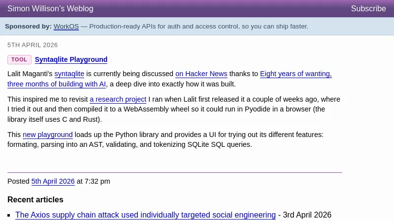 Syntaqlite Playground - Simon Willison