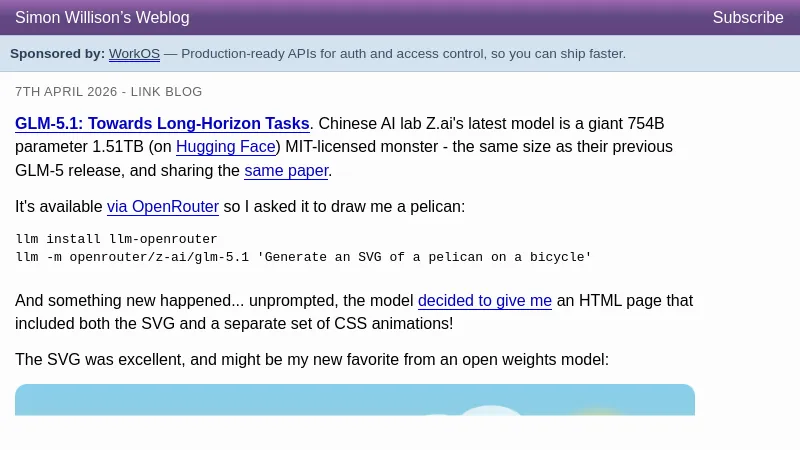 GLM-5.1: Towards Long-Horizon Tasks - Simon Willison