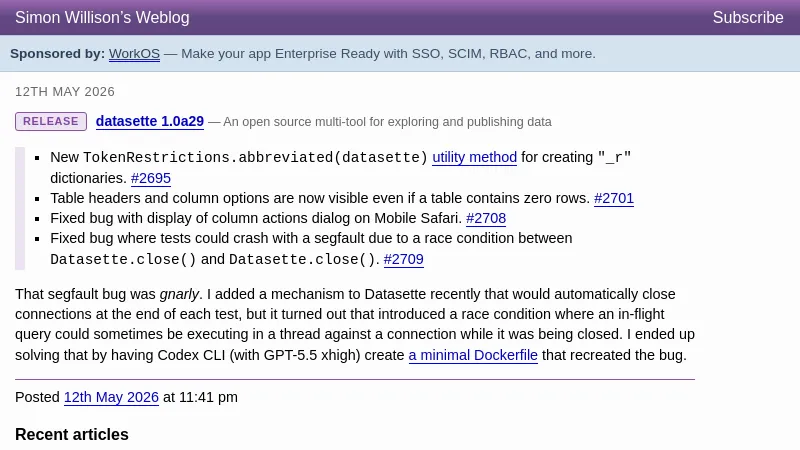 datasette 1.0a29 - Simon Willison