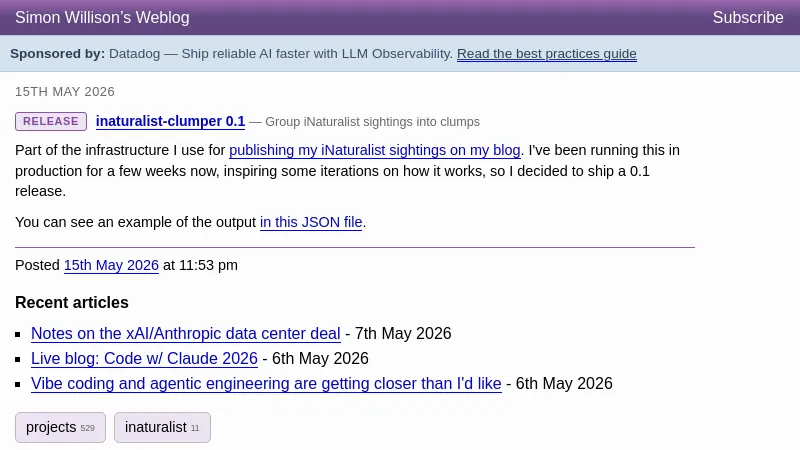 inaturalist-clumper 0.1 - Simon Willison